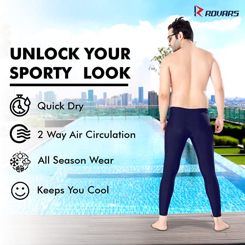 Image of Rovars Compression Pants Tights, Skins, Men's Legging, Base Layer for Gym, Running, Swimming, Cricket, Cycling, Football, Yoga, Basketball, Tennis, Badminton & More