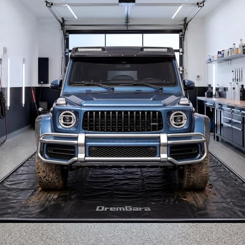 DremGara 7'9' x 16' Heavy-Duty Garage Floor Mat - 610GSM Commercial-Grade PVC Containment Mat with 1.2' Raised Edges to Trap Water, Mud, Snow & Oil, Waterproof Garage Floor Mat for Cars, Non-Slip