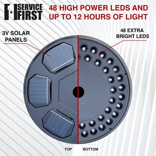 Service First Black Premium Solar Flag Pole Light - 48 Led Ultra Bright - Weather Proof Design - 12 Hour Battery Life - Automatic Sun Detection - Fits Most Flag Poles #TOP1