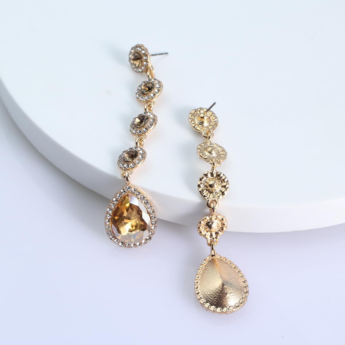 Rhinestone Statement Long Dangle Earrings for Women,Vintage Wedding Bridal Elegant Crystal Chandelier Teardrop Earrings Costume Jewelry for Prom Party - Image 7