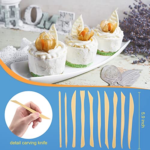 Amytalk 42Pcs Carving Modeling Clay Sculpting Fondant Tool Including Cookie Decoration Brushes Carved Round Ball Sticks Ceramic Scrapers Double Sided Dot Tools Silicone Tip Pens With Storage Bag #TOP1