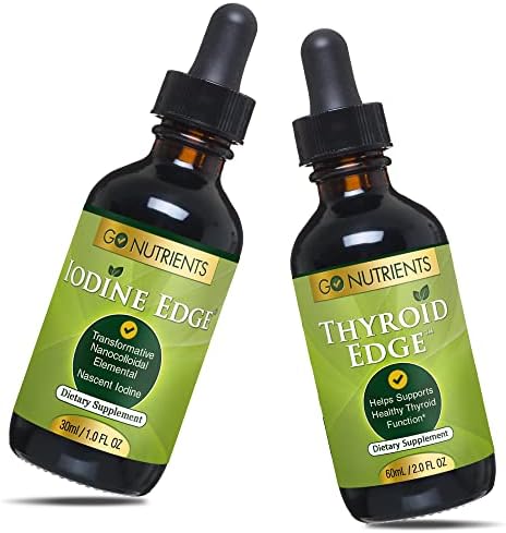 Go Nutrients Nascent Iodine & Thyroid Support Dietary Supplements High Potency Liquid Drops Non-GMO GlutenFree Iodine Edge to Boost Metabolism Improve Skin & Stop Hair Loss & Increase Levels of Iodine