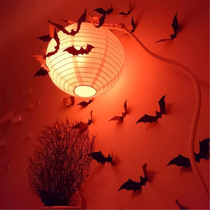 96 Pcs Halloween Decor: 3D Bat Stickers, 8 Size Bat Decorations for Wall, Window, Door & Party