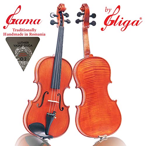 4/4 Full Size Advanced 'GAMA' Model, a Gliga Violin Handmade in Romania, Concert Orchestra Level, Hand Varnished, Hand Inlaid Purfling, Hand Carved Solid European Wood, Fully Set Up
