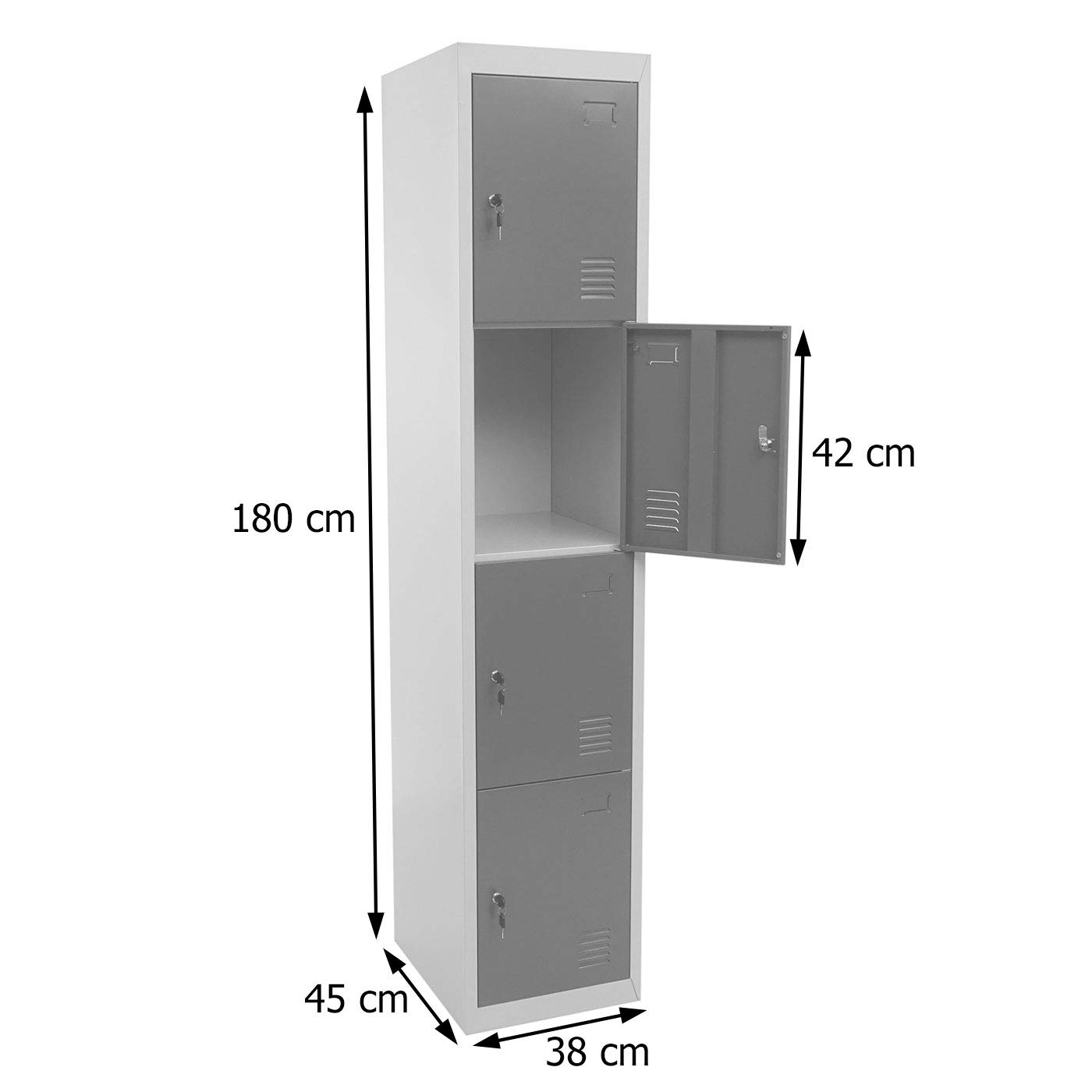 Mendler Schließfach Boston T163, Schließfachschrank Wertfachschrank Spind, Metall 180x38x45cm anthrazit