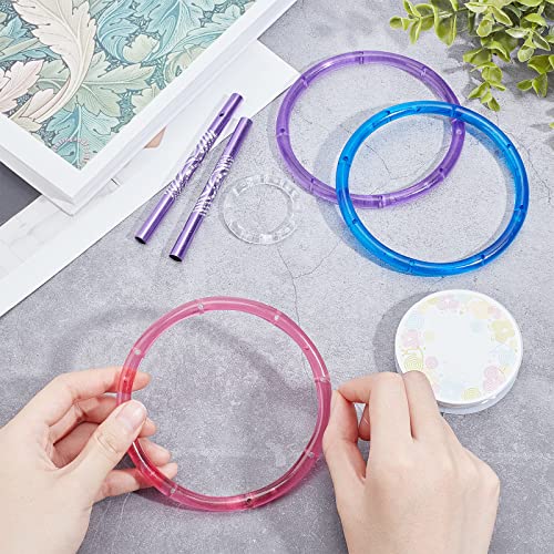 Ahandmaker 8 Pcs Top Circles Of Wind Chime, 4 Colors Acrylic Wind Chimes Supplies Windbell Cap Ring Frames With Elastic Crystal Thread For Diy Wind Chimes Outdoor Home Garden Patio, 108X8Mm #TOP2
