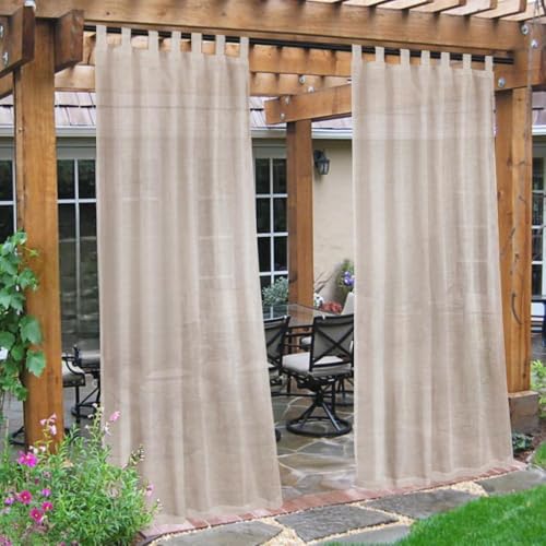 H.VERSAILTEX Outdoor Linen Sheer Curtains for Patio Waterproof - Outdoor