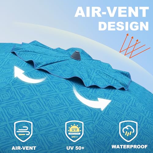 Image of AMMSUN 7ft Heavy Duty High Wind Beach Umbrella with Sand Anchor & Tilt Sun Shelter UPF 50+ Protection Outdoor Sunshade Umbrellas Carry Bag for Patio Garden Pool Backyard Teal