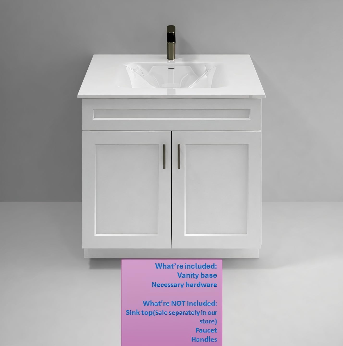 White Shaker Sink Base Bathroom Vanity Ready-to-Assemble Cabinet 24"/30"/36" Wide (36" Width)
