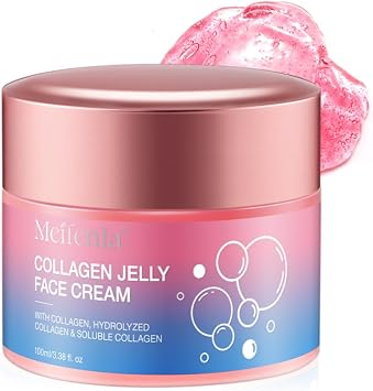 Collagen Jelly Cream, Contains Niacinamide and Freeze Dried Hydrolyzed Collagen, Elasticity, and Hydration, Reduce Fine Lines & Dullness, Pink collagen Jelly Gel Mask, Restores Barrier, Non-Greasy