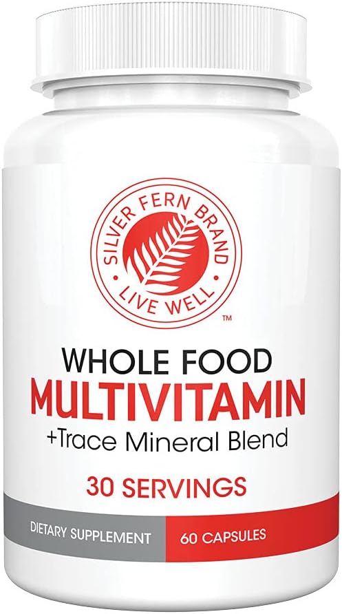 Whole Food Daily Multi Vitamin w/Trace Mineral Blend Supplement - 1 Bottle - 60 Vegicaps - 30 Day Supply - Natural, Non-GMO, Vegan, Men's & Women's Multivitamin - Zero Synthetics