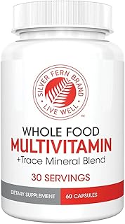 Silver Fern Whole Food Daily Multi Vitamin w/Trace Mineral Blend Supplement - 1 Bottle - 60 Vegicaps - 30 Day Supply - Natural, Non-GMO, Vegan, Men's & Women's Multivitamin - Zero Synthetics