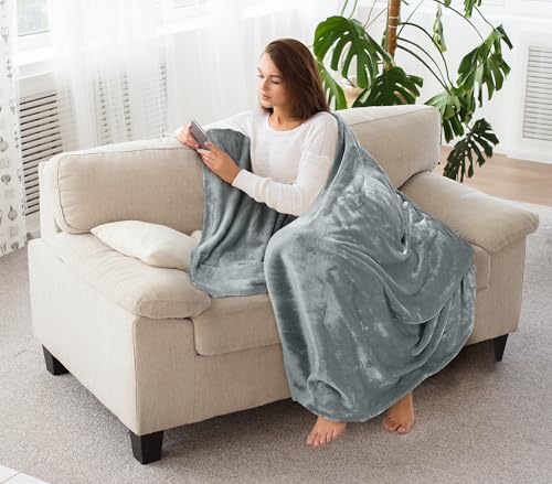 Image of Utopia Bedding Fleece Blanket Throw Size Ash Grey 300GSM Luxury Anti-Static Fuzzy Soft Microfiber Blanket for Couch, Sofa and Bed (50x60 Inch)
