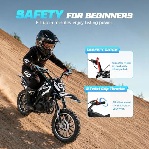 Image of DEETAGO 50cc Dirt Bike for Kids 5-13, 2-Stroke Gas Kids Dirt Bike