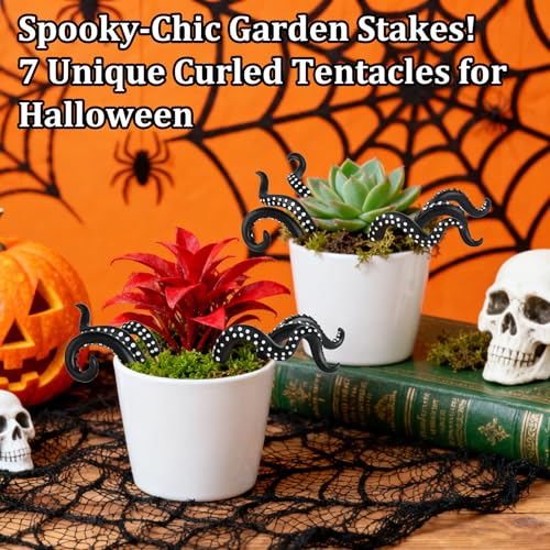 U WONDERFUL Garden Stakes Decorative - Octopus Plant Stakes Decorations for Pots, Funny Tentacles Plant Accessories, Suitable for Decorating Balconies, Gardens, and Flower Pots (7PCS) — view 3