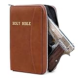 AmazingLife Concealed Carry Gun Pouch, Holy Bible Leather Soft Pistol Case, Lockable Zipper, Handgun Case for 9mm& Glock Guns Storage or Transport