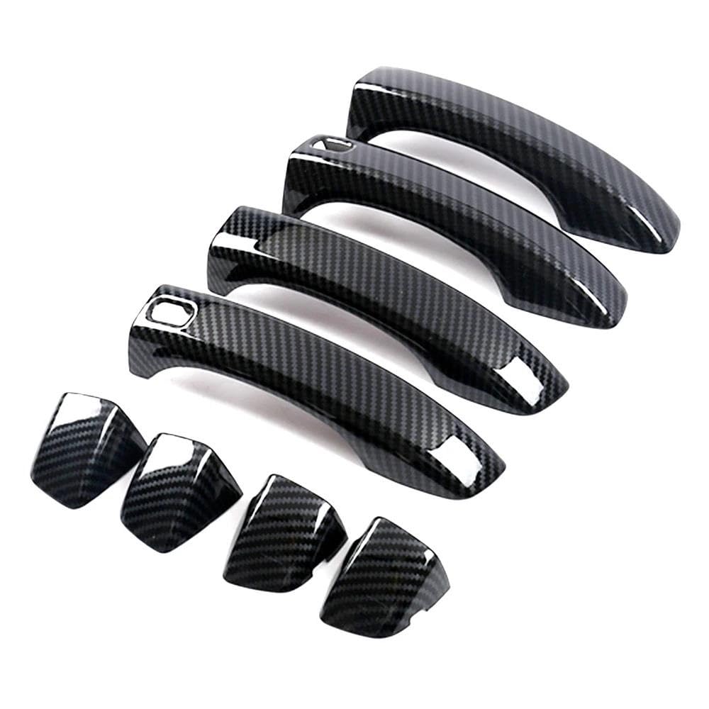 ZAPORA for MG for HS 2018 2019 2020 Carbon Fiber Exterior Door Handle Cover Moulding Frame Bezel Car Sticker(Style 2)