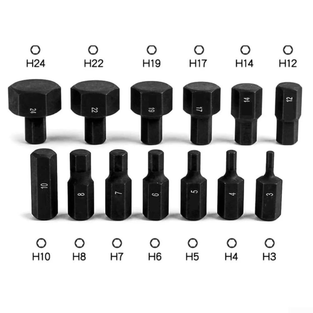Profesjonalny zestaw 14 nasadek sześciokątnych 3-24 mm z adapterem 1/2 cala, głowica klucza imbusowego ze stali wanadowej do wkrętaków z grzechotką, zestaw do naprawy mechanicznej