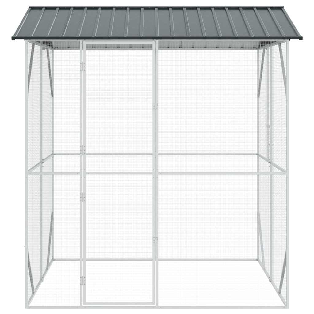 INLIFE Vogelkäfig Anthrazit 215 x 208 x 247 cm Verzinkter Stahl,Tier- & Haustierbedarf,Haustierbedarf,Vogelbedarf,Vogelkäfige & -ständer,Anthrazit,62.8 KG,3325152