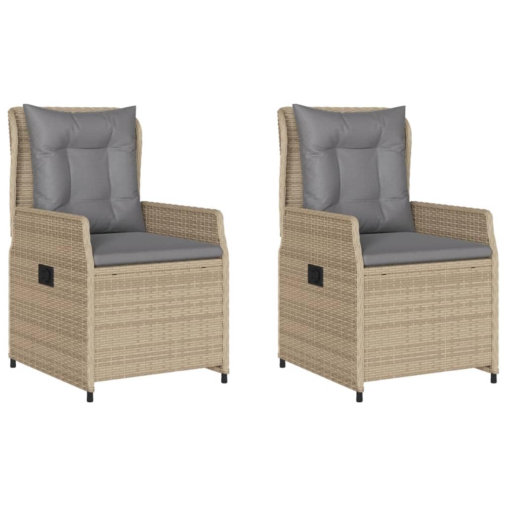 Chaises inclinables de jardin en résine tressée beige (lot de 2) pour extérieur