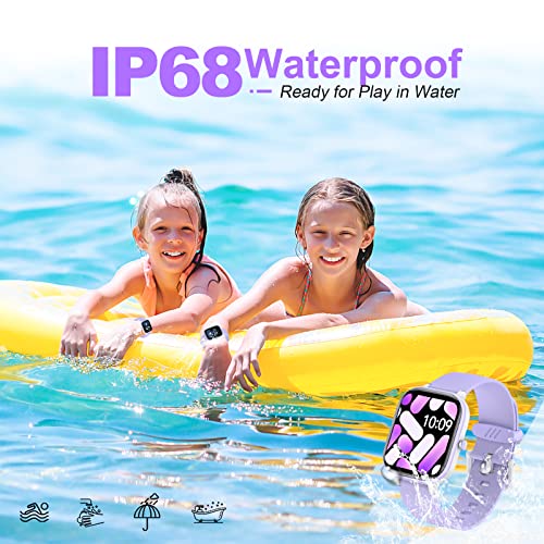 HENGTO-Fitness-Tracker-for-Kids-IP68-Waterproof-Activity-Tracker-Pedometer-Heart-Rate-Monitor-19-Sports-Modes-Great-Gift-for-Kids-Purple