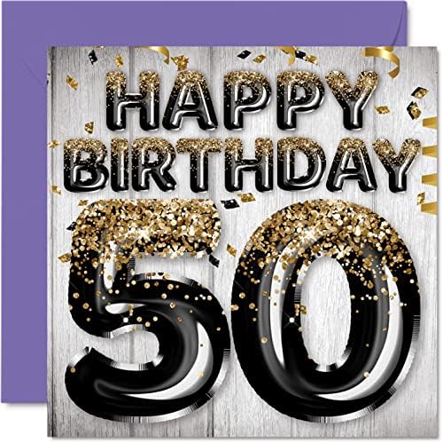 16th Birthday Card for Boys - Black & Gold Glitter Balloons - Happy Birthday Cards for 16 Year Old Boy Son Brother Grandson Cousin, 145mm x 145mm Sixteen Sixteenth Bday Greeting Cards Gift