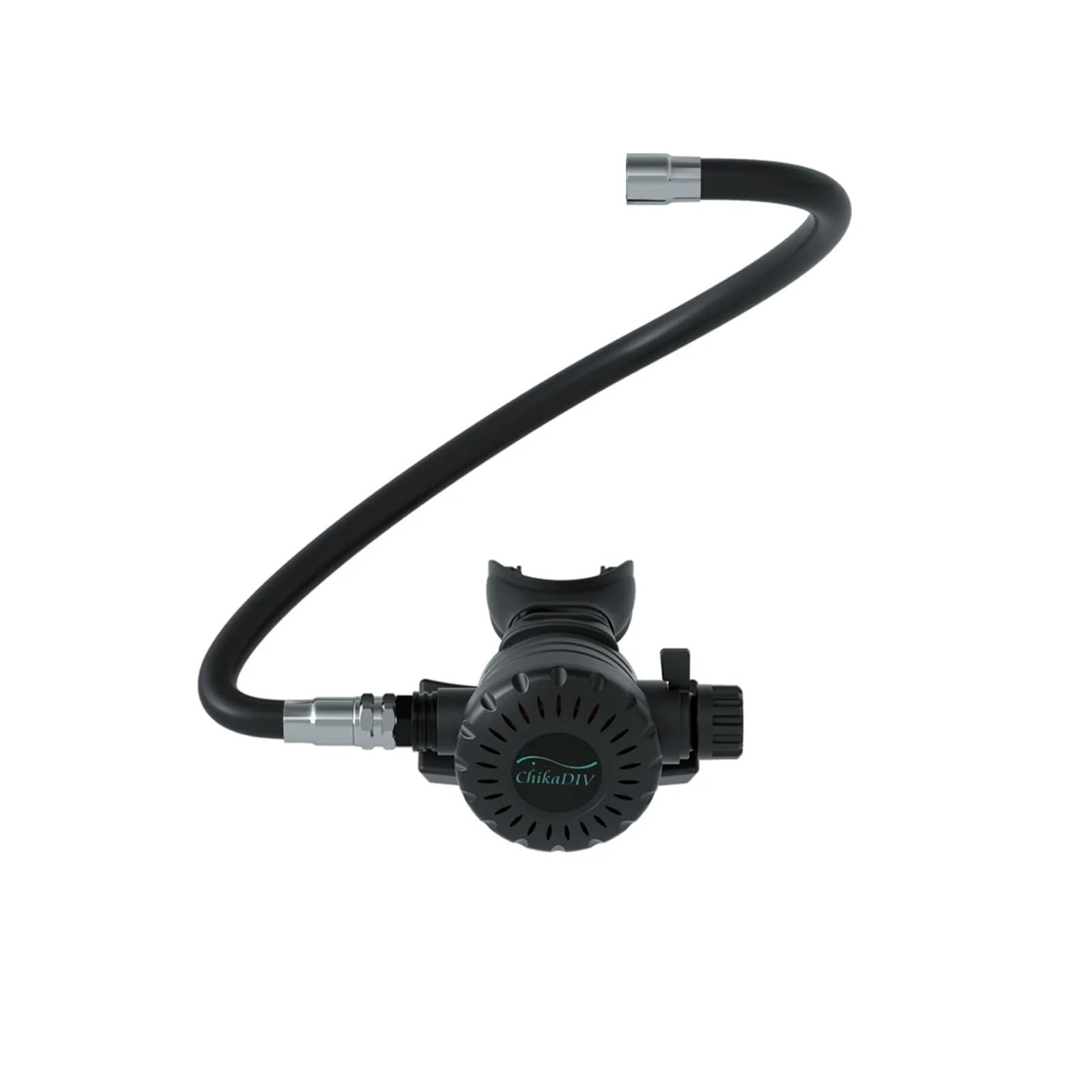Sprzęt do nurkowania do nurkowania 1 l Cylinder tlenowy Regulator zaworu oddechowego z ustnikiem, wersja regularna (czarny-1)
