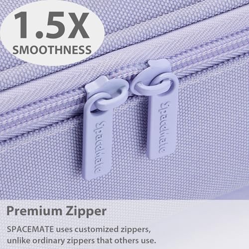 Image of SPACEMATE Pencil Case Pouch Box Bag School Supplies Girls Boys Kids, Cute Preppy Stuff Large Big Capacity Aesthetic Pen Organizer, Back to College Stationary, Purple, Classic Stlye, 1800ml