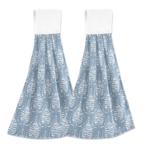 Juego de 2 toallas de mano personalizadas con diseño de hoja de cebra azul, para colgar en el baño, suaves, absorbentes, bonitas, toallas de secado de cocina, 18.2 x 14 pulgadas