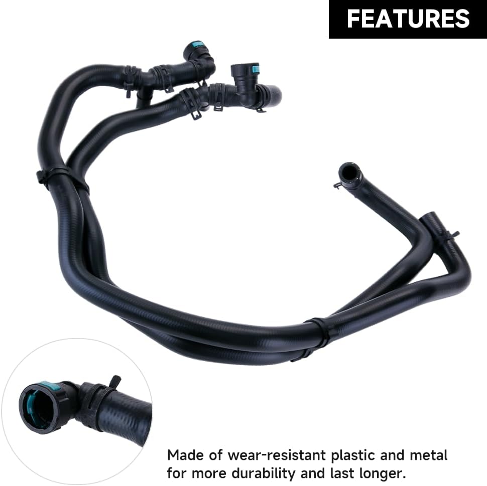 HVAC Heater Hose Assembly - Radiators Coolant Hose for Land Rover LR3 - Gas 2005-2009 - Replaces PCH501094 | Black Rubber