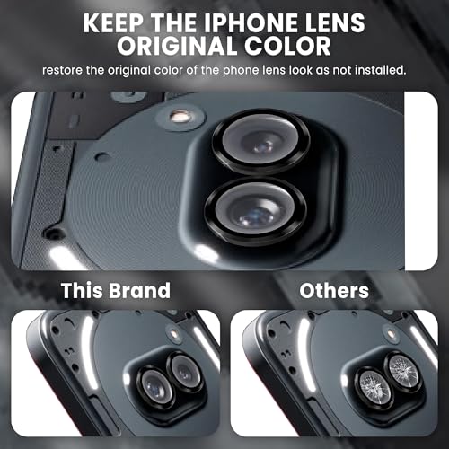 Image of ArmourPro Camera Rings Tempered Glass for Nothing Phone 2A, Tough HD Individual Aluminum Alloy Rings 9H Camera Cover, Scratch-Resistant,Camera Lens Protection| Black, 1 Pack