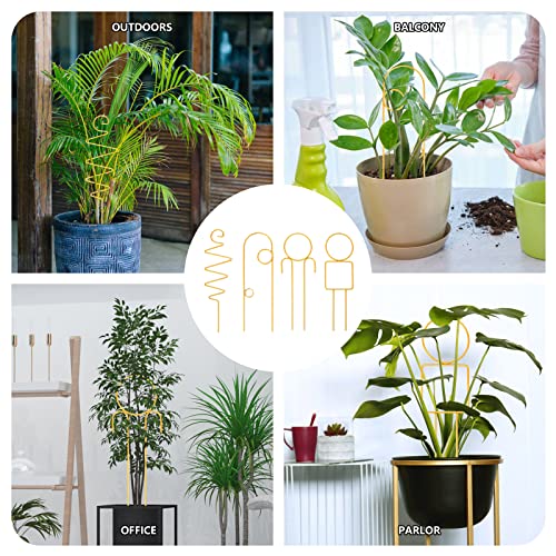 4 Pcs Small Metal Trellis For Potted Plants, 14In Mini Plant Trellis For Climbing Plants Indoor, Gold Plant Trellis Plant Support Stakes For Indoor Small Flowerpot, Garden Potted Plant #TOP6