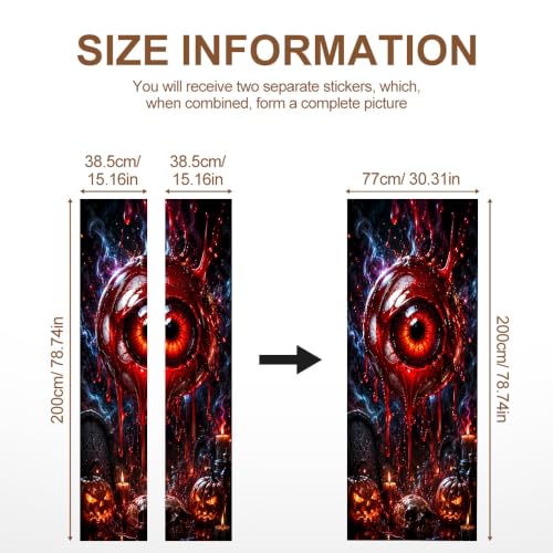 Image of Horror Eyeball Door Sticker, Halloween Door Cover, 30.3x78.7in