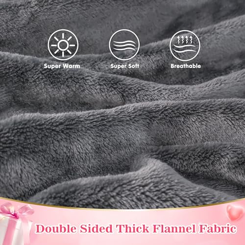 Image of Waitu Wearable Blanket Sweatshirt Gifts for Women and Men, Super Warm and Cozy Giant Blanket Hoodie, Thick Flannel Blanket with Sleeves and Giant Pocket - Gray