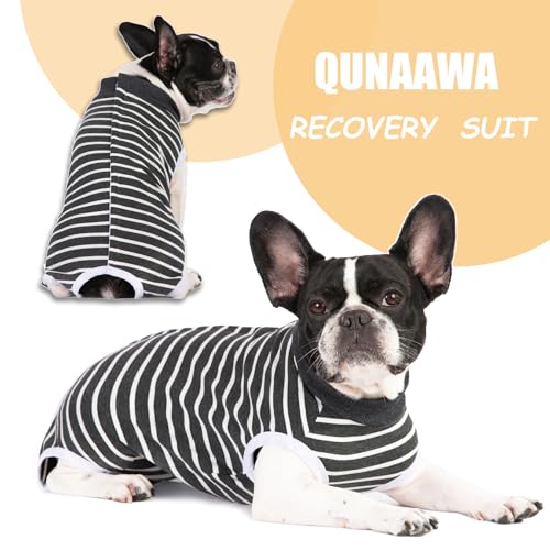 Image of Recovery Suits for Small Dogs, Dog Cat Surgery Suits Prevent Licking Double Care Abdominal Protection Onesie for Female Male (Black, Medium)