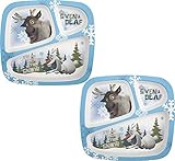 Zak! Designs 3-Section Plate featuring Olaf & Sven from Frozen, Break-resistant and BPA-free Plastic (2 Plates)