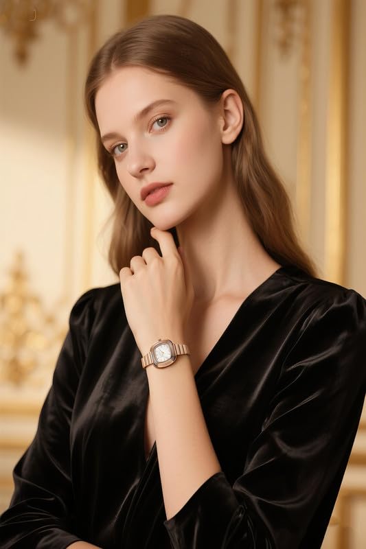 Image of Giordano Analog Quartz Watch for Women with SquareTextured Dial, Cushion Layered Bezel Design and Stainless Steel Strap