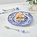 Spode Blue Italian Pastry Forks - Set of 6 Stainless Steel Dessert Forks with Porcelain Handles, Featuring Countryside Scene - Gift Box Included for Dining & Hosting, For Appetizer & Dessert