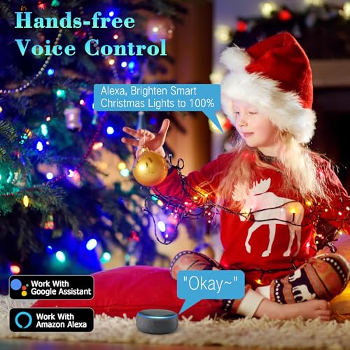 Image of Brizled Smart Christmas Lights, 66FT 200 LED Color Changing Christmas String Lights App & Voice Control, Dimmable Cool White & Multicolor Xmas Tree Lights Music Sync for Indoor Outdoor Wedding Party