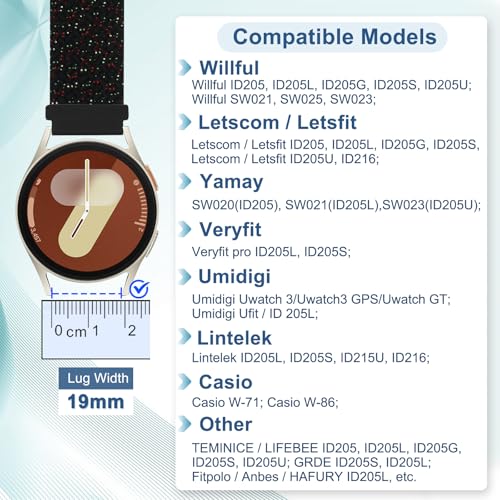 Image of 19mm Nylon Braided Band Compatible with Willful /YAMAY /Lintelek /Letsfit /LETSCOM ID205 ID205L ID205G ID205S ID205U, Quick Release Adjustable Straps for GRV FC1 /FC5