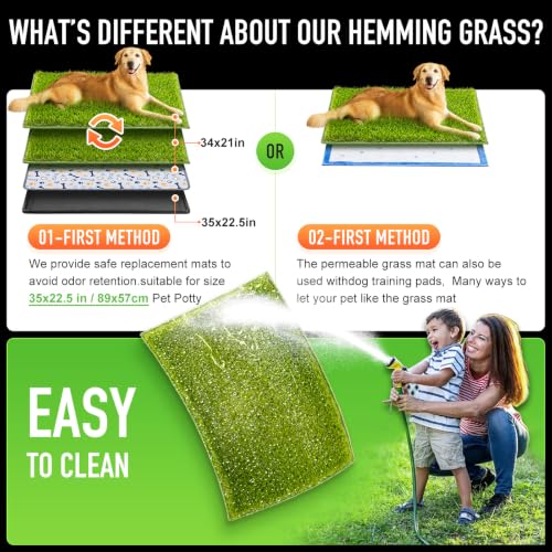 Image of Hompet Artificial Grass for Dogs, 34 inchx21 inch, Professional Dog Grass Mat, Easy to Clean with Drainage Holes, Potty Training Pad and Replacement Fake Grass Turf, Outdoor Rug Patio Lawn Decoration