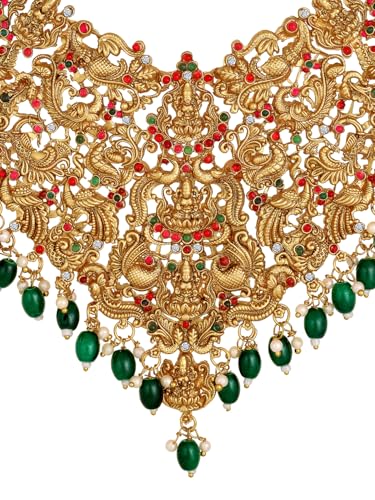 Image of Shining Diva Fashion Stylish Fancy Pearl Choker Traditional Jewellery Set for Women | Temple Necklace Set | Festive Wedding Party Necklace | 22k Gold Plated | Just Like Original Gold Jewellery