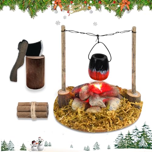 Lagerfeuer für Weihnachtskrippe 23 Johiux Wichtel Zubehör Weihnachten LED-Lagerfeuer,Miniatur...