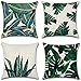 Zestaw 4 bawełniana lniana kwadratowa poduszka pokrywa zielone liście tropikalne rzuć pokrowce na poduszkę do kanapy salon rozkładana sofa 18x18 cali