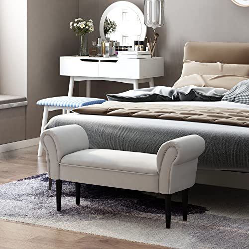 HOMCOM zitbank voor slaapkamer, bedbank, gestoffeerde bank, MDF, schuimstof, grijs, 102 x 31 x 51 cm - Image 3