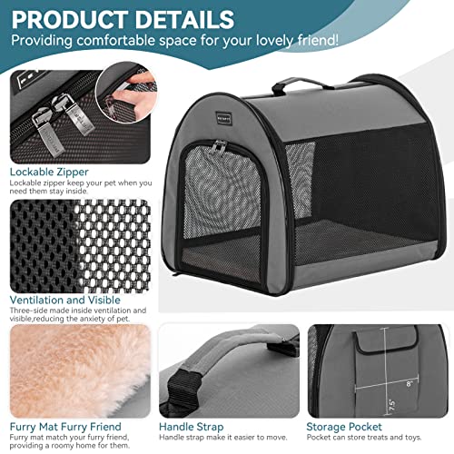 Petsfit Portable Dog Crate, Arch Design Escape Proof Collapsible Soft Sided Dog Crate Dog Kennel 16" Lx19 Wx16 H, Grey - Image 4