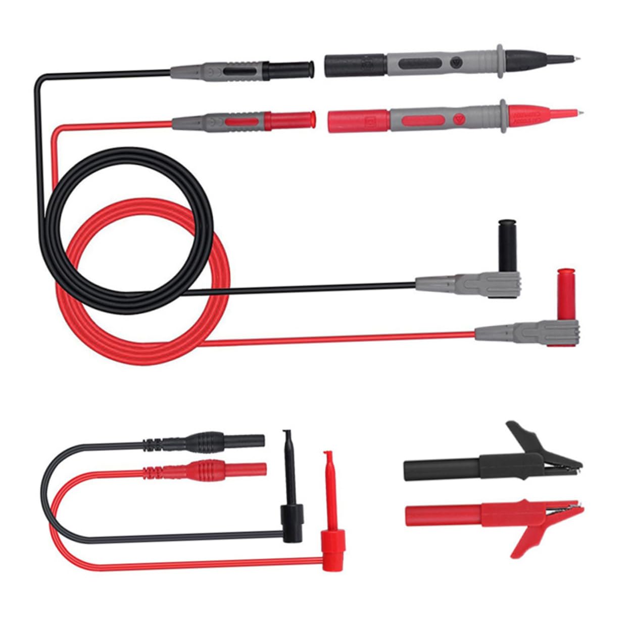 SOLUSTRE Kit de Cables del Multímetro Pinzas de Cocodrilo y Conectores Banana para Prueba Eléctrica Profesional en Automoción E Industria
