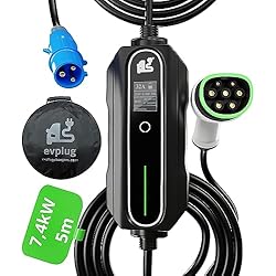Cargador Portatil Para Renault Zoe EVPLUG® Cargador EV Portátil Coche eléctrico Temporizado EV PHEV (Tipo 2-5m, 7,4kW | 32A)