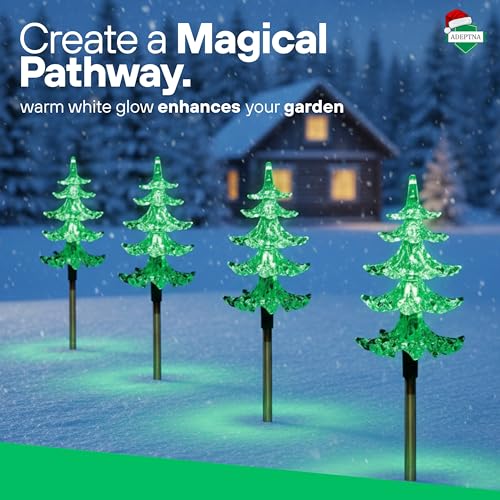 ADEPTNA 4 Piece LED Christmas Pathway Tree Lights with Timer Function Battery Powered Xmas Outdoor Patio Pathway Drive Way Christmas Decorations Outdoor - Image 5