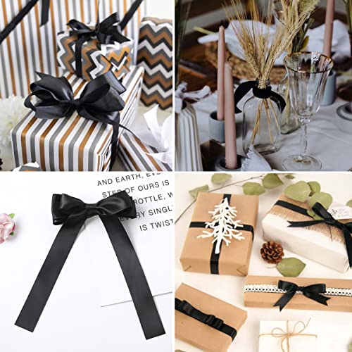 Black Ribbon 25mm, 23 Meters Solid Color Satin Gift Ribbon for Crafting Gift Wrapping, Balloons, Hair Bows Making, Sewing - Image 3